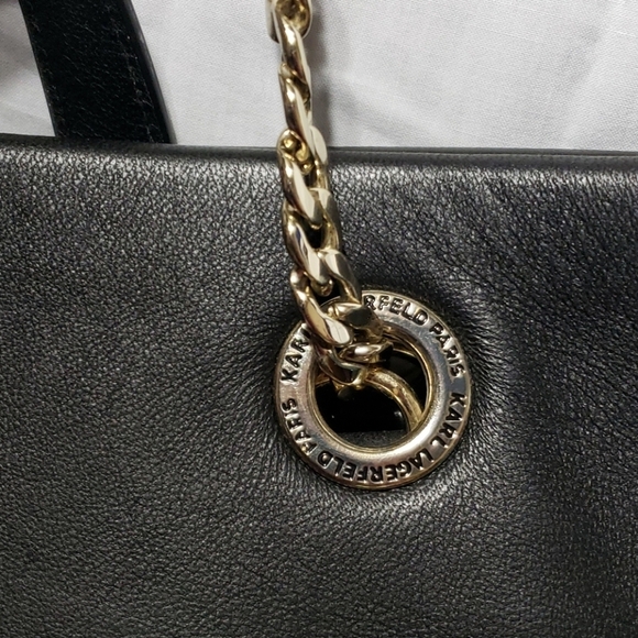 Karl lagerfeld black large shoulder vegan tote bag main image 0